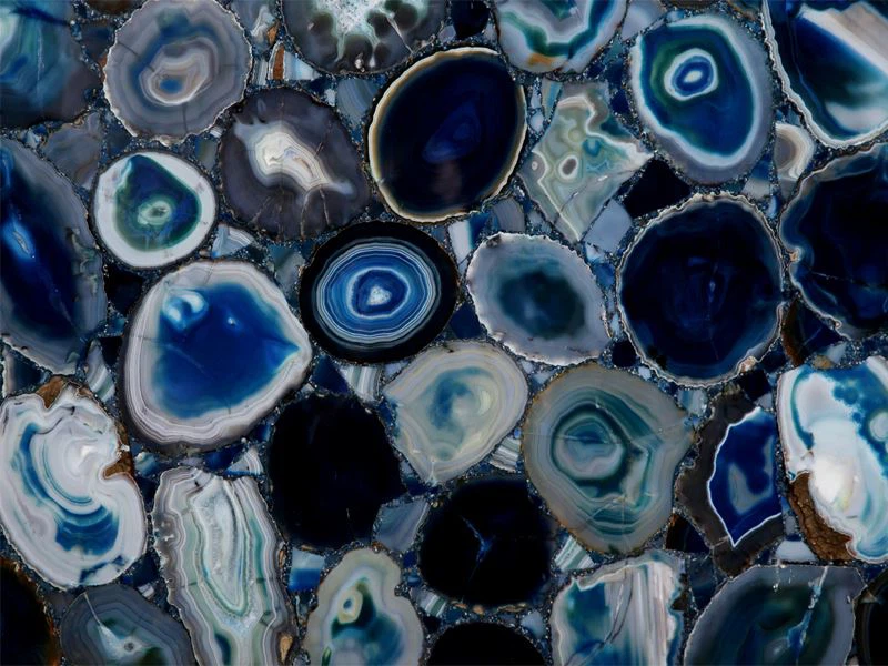 Translucent Onyx Blue Agate Slice Stone