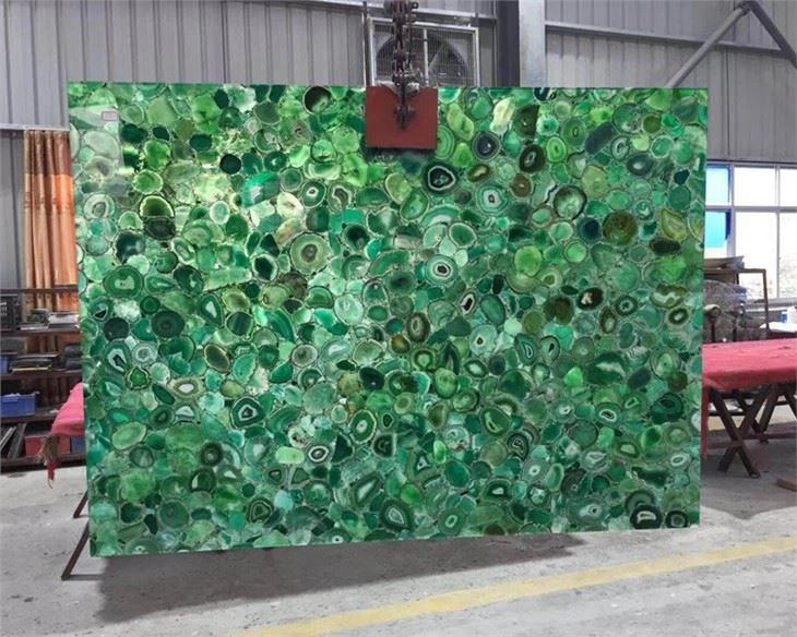 Green Agate Slab With backlgjting